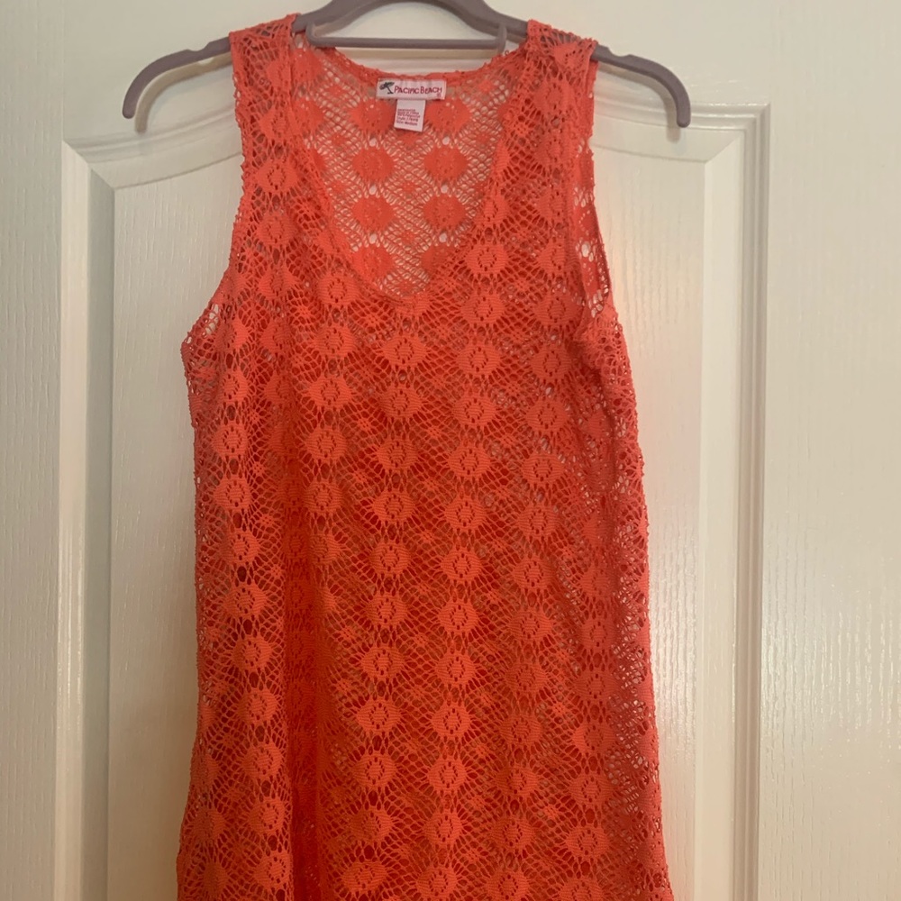 Pacific Beach coral lace cover up size M